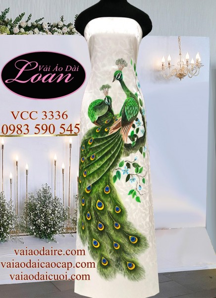 Vải áo dài chim Công-VCD49